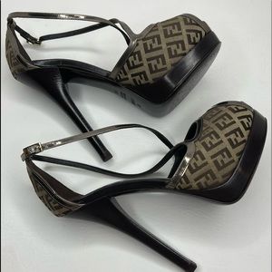 COPY - Fendi Zucca Monogram Canvas Criss Cross Platform Heel Size 38.5 / 8.5